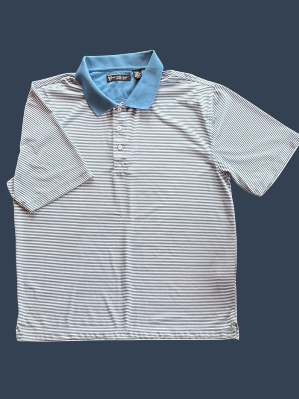 Men’s Oxford Golf Super Dry Shirt Striped Blue Short Sleeve Polo Size XXL